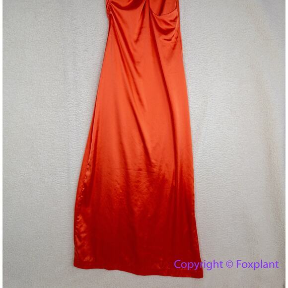 Free People Victoria Maxi Dress in orange One-Shoulder Slit Maxi Gown  size 4 - Picture 9 of 16